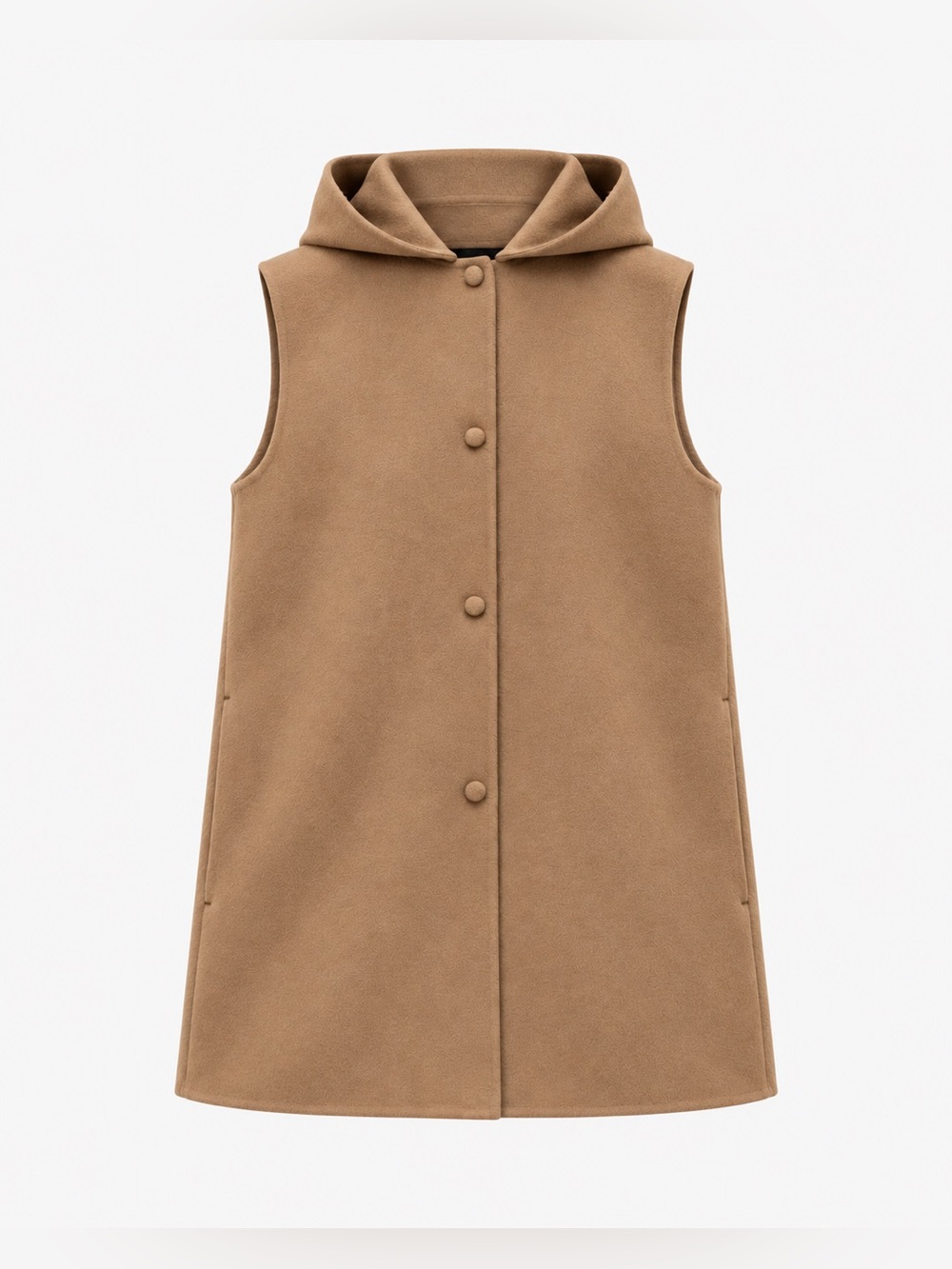 Theory Clairene Hooded Wool Cashmere Vest Camel Tan Size S NWT